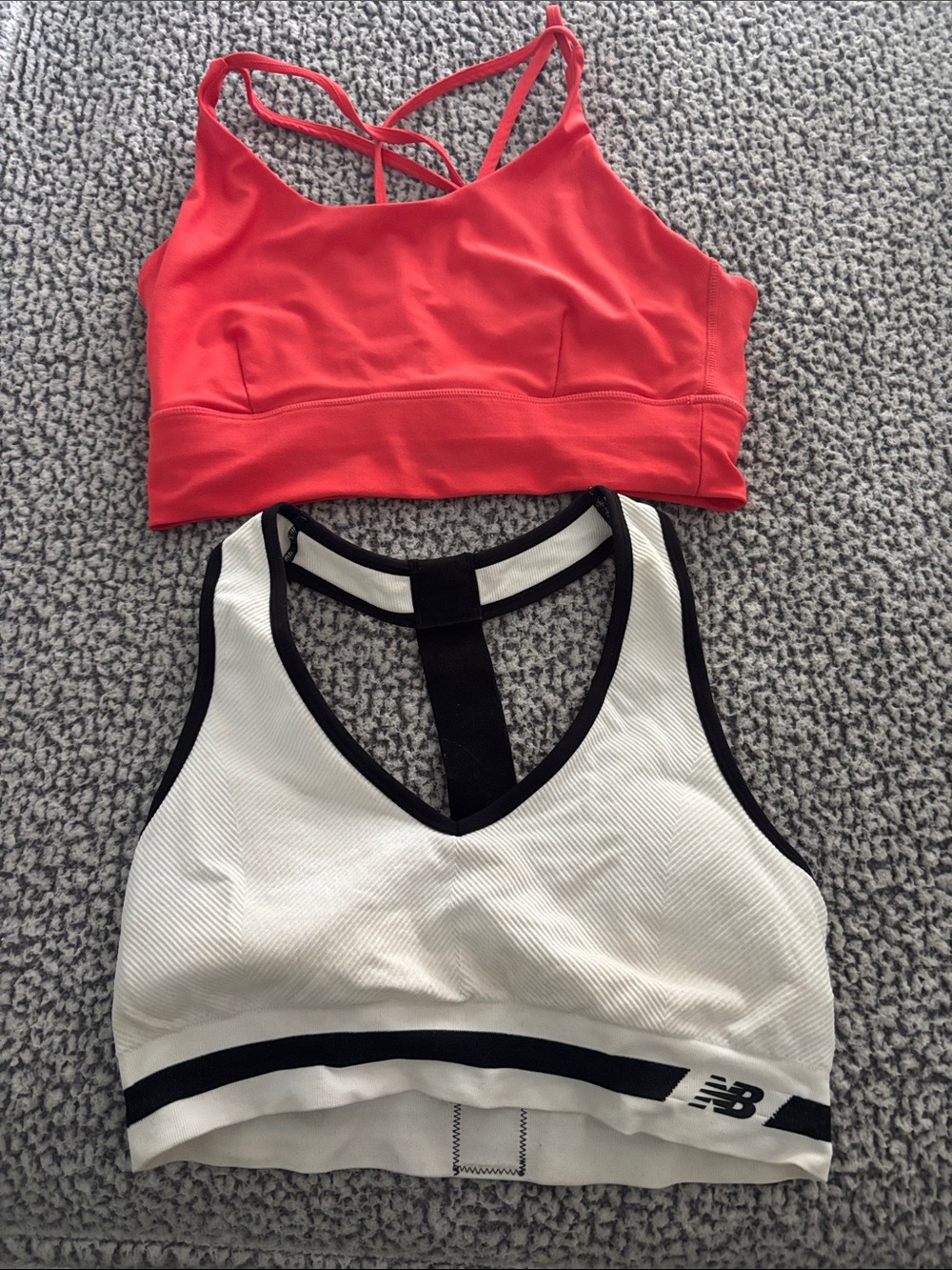 New Balance Coral and White Double Pack Strappy Sports Bras